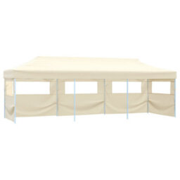 Walplus Folding Pop-Up Party Tent Garden Gazebo Canopy With 5 Sidewalls 3X9 M Cream