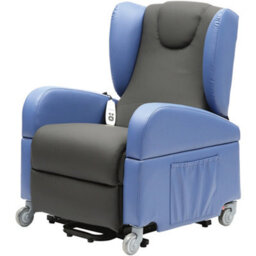 Loops Comfortable Dual Motor Rise And Recline Lounge Chair With Easy Clean Fabric In Black And Blue - thumbnail 1