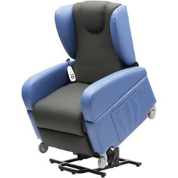 Loops Comfortable Dual Motor Rise And Recline Lounge Chair With Easy Clean Fabric In Black And Blue - thumbnail 3
