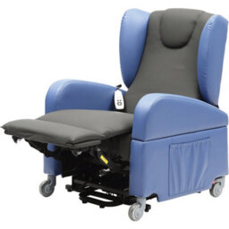 Loops Comfortable Dual Motor Rise And Recline Lounge Chair With Easy Clean Fabric In Black And Blue - thumbnail 4