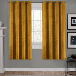 Ameha Ochre Crushed Blackout Velvet Curtain Luxury Bedroom Kitchen Window Curtains Pair 66'' X 54'' With 2 X Tie Backs - thumbnail 3