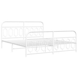 Berkfield Metal Bed Frame Without Mattress With Footboard White 193X203Cm - thumbnail 3