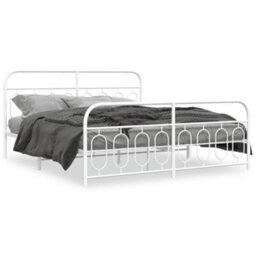 Berkfield Metal Bed Frame Without Mattress With Footboard White 193X203Cm - thumbnail 2