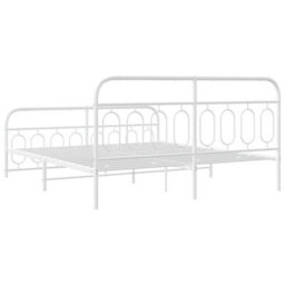 Berkfield Metal Bed Frame Without Mattress With Footboard White 193X203Cm - thumbnail 6