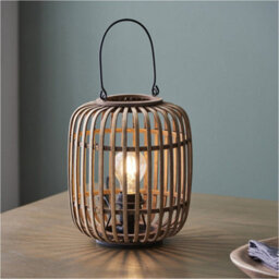 Loops Standing Floor & Table Lamp Set - Natural Bambo Open Framed Shade - Matt Black Base - thumbnail 8