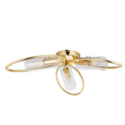 Luminosa Lighting Luminosa Amari Multi Arm Glass Semi Flush Ceiling Lamp, Polished Brass Plate, Glass - thumbnail 6