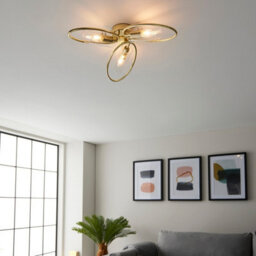 Luminosa Lighting Luminosa Amari Multi Arm Glass Semi Flush Ceiling Lamp, Polished Brass Plate, Glass - thumbnail 4