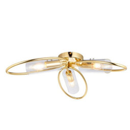 Luminosa Lighting Luminosa Amari Multi Arm Glass Semi Flush Ceiling Lamp, Polished Brass Plate, Glass - thumbnail 1