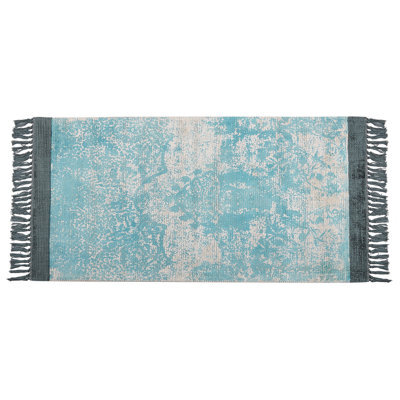 Beliani Rug Akarsu Blue 80 X 150 Cm Viscose - image 1