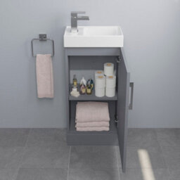 Affine Cloakroom Freestanding Vanity Unit Modern Bathroom Compact Basin Sink 400mm Grey - thumbnail 5