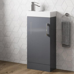 Aveli Cloakroom Freestanding Vanity Unit Modern Bathroom Compact Basin Sink 400mm Grey