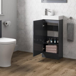 Affine Cloakroom Freestanding Vanity Unit Modern Bathroom Compact Basin Sink 400mm Grey - thumbnail 2