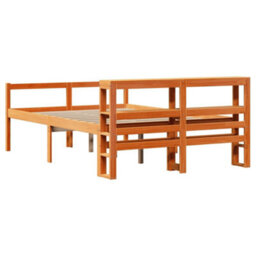 Berkfield Bed Frame With Headboard Without Mattress Wax Brown 150X200 Cm King Size - thumbnail 6