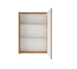 Impact Furniture Mirror Bathroom Cabinet Mirrored Wall Unit 500mm Slimline Narrow Storage Craft Oak Finish Glass Shelves Avir - thumbnail 5