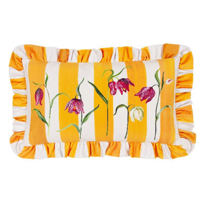 Wylder Nature Marais Fritillaries Printed Chenille Feather Rich Cushion - image 1