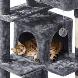 Dark Gray 158Cm Tall Cat Tree Tower Condo Scrathcher Post Activity Center Playing House - thumbnail 4