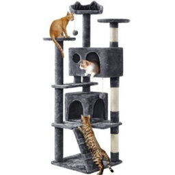 Dark Gray 158Cm Tall Cat Tree Tower Condo Scrathcher Post Activity Center Playing House - thumbnail 1