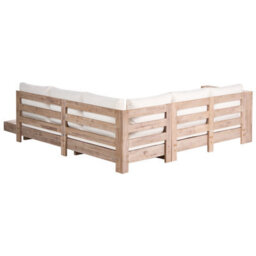 Beliani Garden Corner Sofa 5 Seater Marettimo Certified Acacia Wood Right Hand Off-White - thumbnail 5