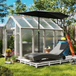 Outsunny Outdoor Rattan Sun Lounger With Reclining Back, Wheels, Dark Grey - thumbnail 8