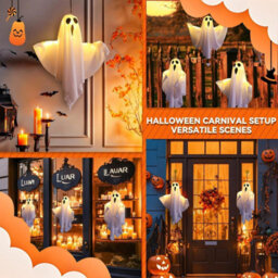Halloween Decorations Outdoor - 2Pcs Halloween Hanging Light Up Ghost, Outdoor Spooky Decorations For Yard Tree Lawn Garden Party - thumbnail 4