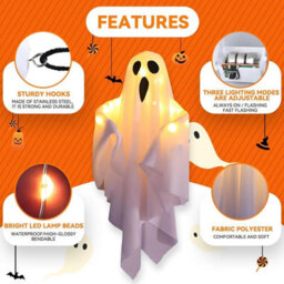 Halloween Decorations Outdoor - 2Pcs Halloween Hanging Light Up Ghost, Outdoor Spooky Decorations For Yard Tree Lawn Garden Party - thumbnail 5