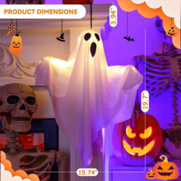 Halloween Decorations Outdoor - 2Pcs Halloween Hanging Light Up Ghost, Outdoor Spooky Decorations For Yard Tree Lawn Garden Party - thumbnail 6