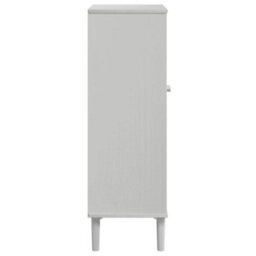 Walplus Senja Shoe Cabinet White - Solid Pine Wood With Rattan Look Shoe Rack - 59.5X35X107 Cm - 5 Compartments - thumbnail 6