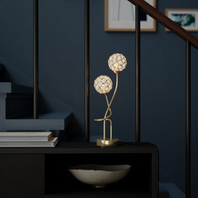 GoodHome Mantus Spherical Brushed Matt Gold Effect Halogen Table Lamp - image 1