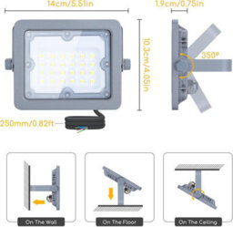Aigostar 20W Led Floodlight 1800Lm Security Lights Outdoor, 6500K Cold White - thumbnail 2