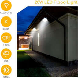 Aigostar 20W Led Floodlight 1800Lm Security Lights Outdoor, 6500K Cold White - thumbnail 4