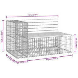 Walplus Garden Bench Gabion Design 122X71X65.5 Cm Impregnated Wood Pine - thumbnail 8