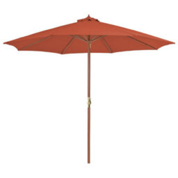 Walplus Garden Parasol With Wooden Pole 300 Cm Terracotta - thumbnail 1