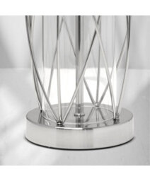 Lighting Supermarket Ashleigh Silver Clear Glass Cylinder Lantern Table Lamp With Grey Linen Shade - thumbnail 3