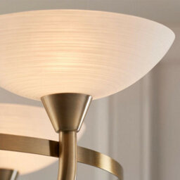 Semi Flush Ceiling Light Antique Brass & White 3 Bulb Hanging Pendant Lamp Shade - thumbnail 4