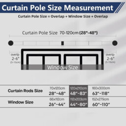 Aspire Homeware Blackout Metal Curtain Pole With Curve Finials Heavy Duty Extendable Rod 70-120 Cm (Chrome) - thumbnail 6