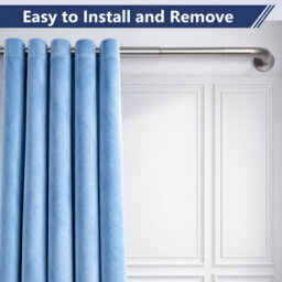 Aspire Homeware Blackout Metal Curtain Pole With Curve Finials Heavy Duty Extendable Rod 70-120 Cm (Chrome) - thumbnail 2
