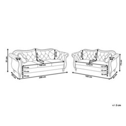 Beliani Living Room Set 5 Seater Skien Velvet Light Beige - thumbnail 3