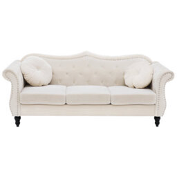 Beliani Living Room Set 5 Seater Skien Velvet Light Beige - thumbnail 4