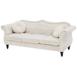 Beliani Living Room Set 5 Seater Skien Velvet Light Beige - thumbnail 5