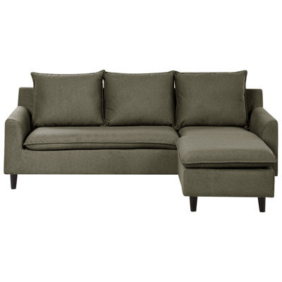 Beliani Corner Sofa 3 Seater Elvenes Velvet Dark Green Left Hand - image 1
