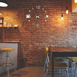 Ledsone Modern Diy Frameless Coffee Cup Pattern Diy Large Wall Clock Big Watch Decal Number Clock Silver - thumbnail 3