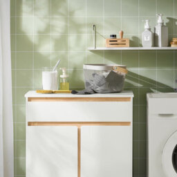 Sobuy Bzr79-W, Laundry Cabinet Laundry Chest Bathroom Cabinet Storage Cabinet,white,w70.5Xd33Xh85 - thumbnail 4