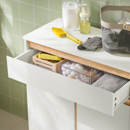 Sobuy Bzr79-W, Laundry Cabinet Laundry Chest Bathroom Cabinet Storage Cabinet,white,w70.5Xd33Xh85 - thumbnail 5