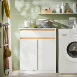 Sobuy Bzr79-W, Laundry Cabinet Laundry Chest Bathroom Cabinet Storage Cabinet,white,w70.5Xd33Xh85 - thumbnail 2