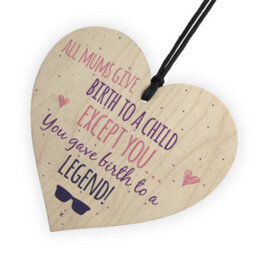 Red Ocean Birth To A Legend Mum Wooden Hanging Heart Mothers Day Cute Mums Sign Thank You Gift - thumbnail 6