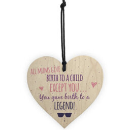 Red Ocean Birth To A Legend Mum Wooden Hanging Heart Mothers Day Cute Mums Sign Thank You Gift - thumbnail 5