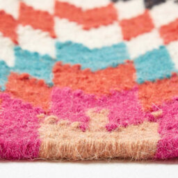 Homescapes Manila Handwoven Pink, Orange And White Multi Coloured Diamond Patterned Kilim Wool Rug, 66 X 200 Cm - thumbnail 4