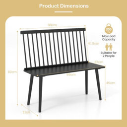 Gainoom Entryway Bench For 2 Windsor Bench Rubber Wood Dining Bench Indoor Bench - thumbnail 2