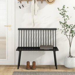 Gainoom Entryway Bench For 2 Windsor Bench Rubber Wood Dining Bench Indoor Bench - thumbnail 3
