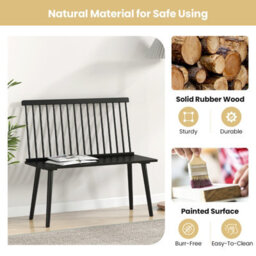 Gainoom Entryway Bench For 2 Windsor Bench Rubber Wood Dining Bench Indoor Bench - thumbnail 4